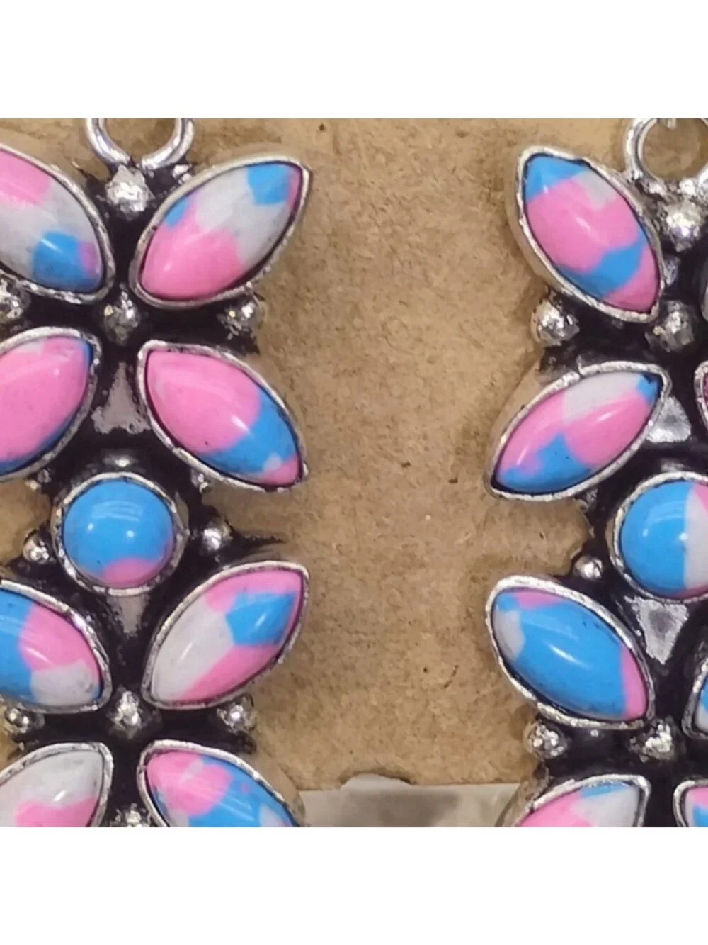 Cotton Candy Turquoise Butterfly Dangle Earrings Set in Silver 2.5